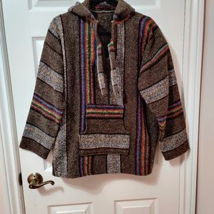 Oversized Baja Hoodie Cool Brown with Rainbow Accent Colours